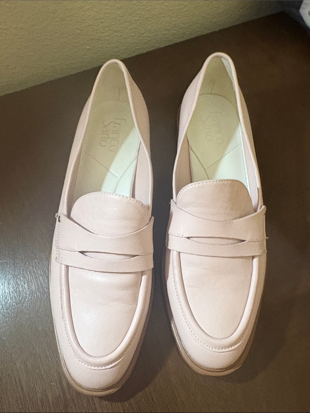 Franco Sarto Pink Leather Penny Loafers for Women 9.5